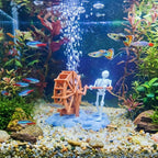Skeleton Waterwheel Creative Underwater Landscape Skeleton Decor Pneumatic Rotatable Animated Skeletons Statue for Aquarium Tank