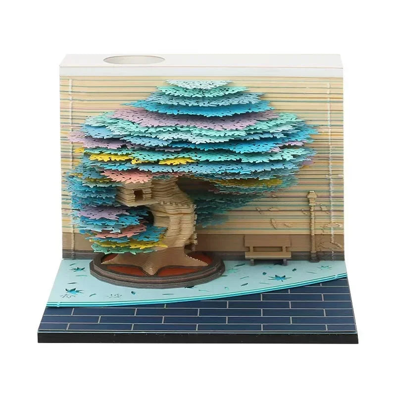 3D Treehouse Paper Art Desktop Calendar Creative Sticky Notes Memo Pad Office Desk Decor Handmade Carving Crafts Souvenir Gift
