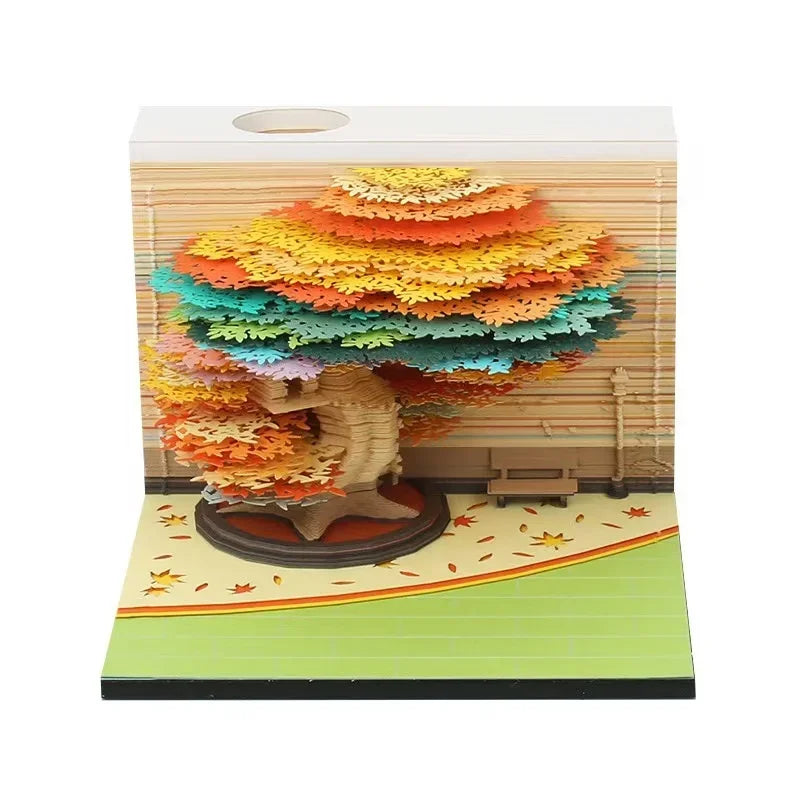 3D Treehouse Paper Art Desktop Calendar Creative Sticky Notes Memo Pad Office Desk Decor Handmade Carving Crafts Souvenir Gift