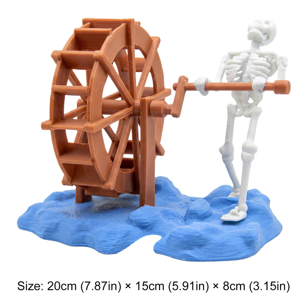 Skeleton Waterwheel Creative Underwater Landscape Skeleton Decor Pneumatic Rotatable Animated Skeletons Statue for Aquarium Tank