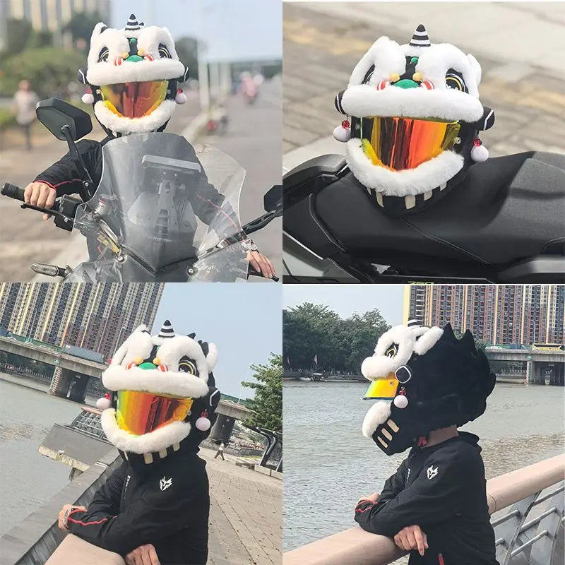 Motorcycle Riding Helmet Cover Windproof Warm Plush Cute Ski Electric Scooter Helmet Personalized Decoration