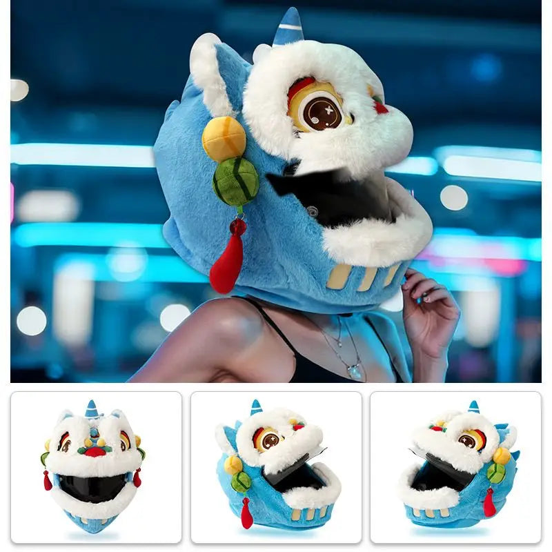 Motorcycle Riding Helmet Cover Windproof Warm Plush Cute Ski Electric Scooter Helmet Personalized Decoration