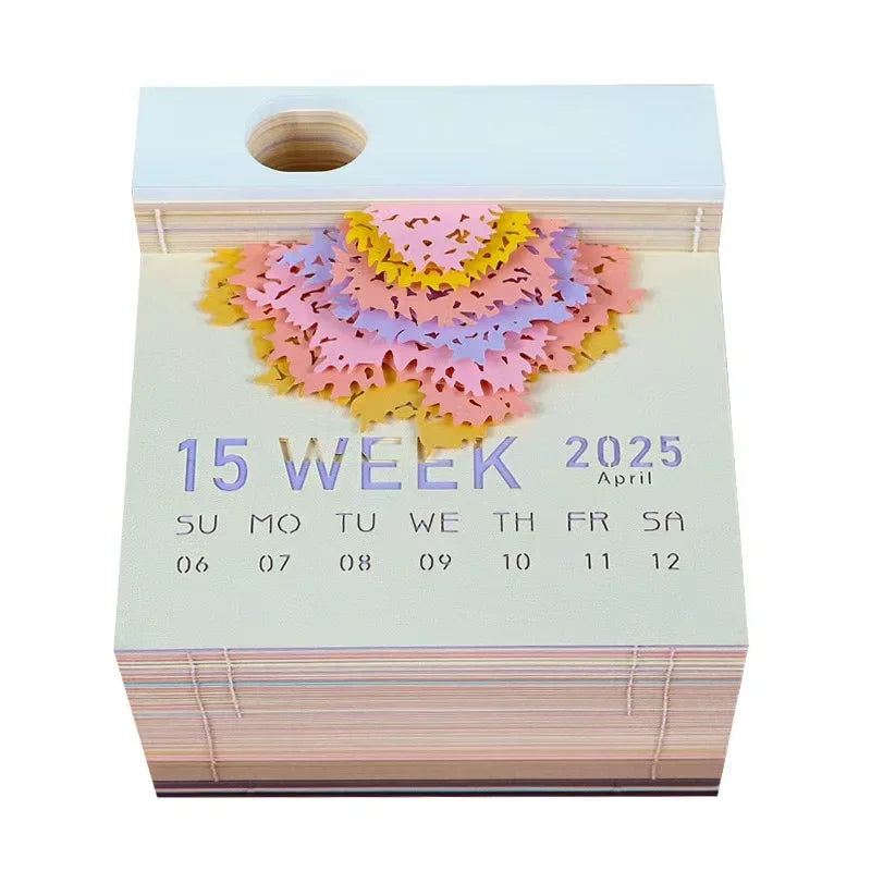 3D Treehouse Paper Art Desktop Calendar Creative Sticky Notes Memo Pad Office Desk Decor Handmade Carving Crafts Souvenir Gift