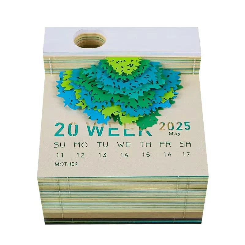 3D Treehouse Paper Art Desktop Calendar Creative Sticky Notes Memo Pad Office Desk Decor Handmade Carving Crafts Souvenir Gift
