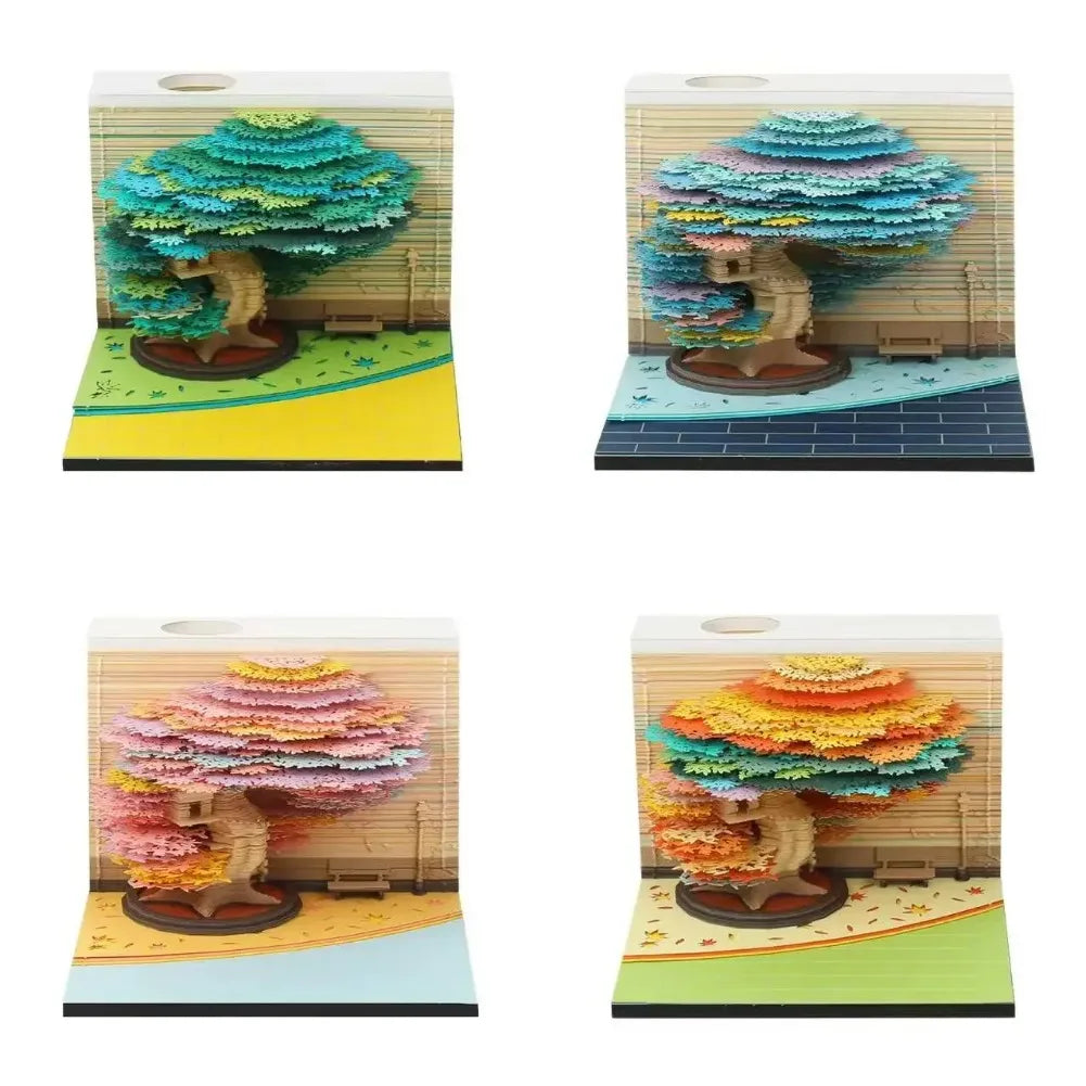 3D Treehouse Paper Art Desktop Calendar Creative Sticky Notes Memo Pad Office Desk Decor Handmade Carving Crafts Souvenir Gift