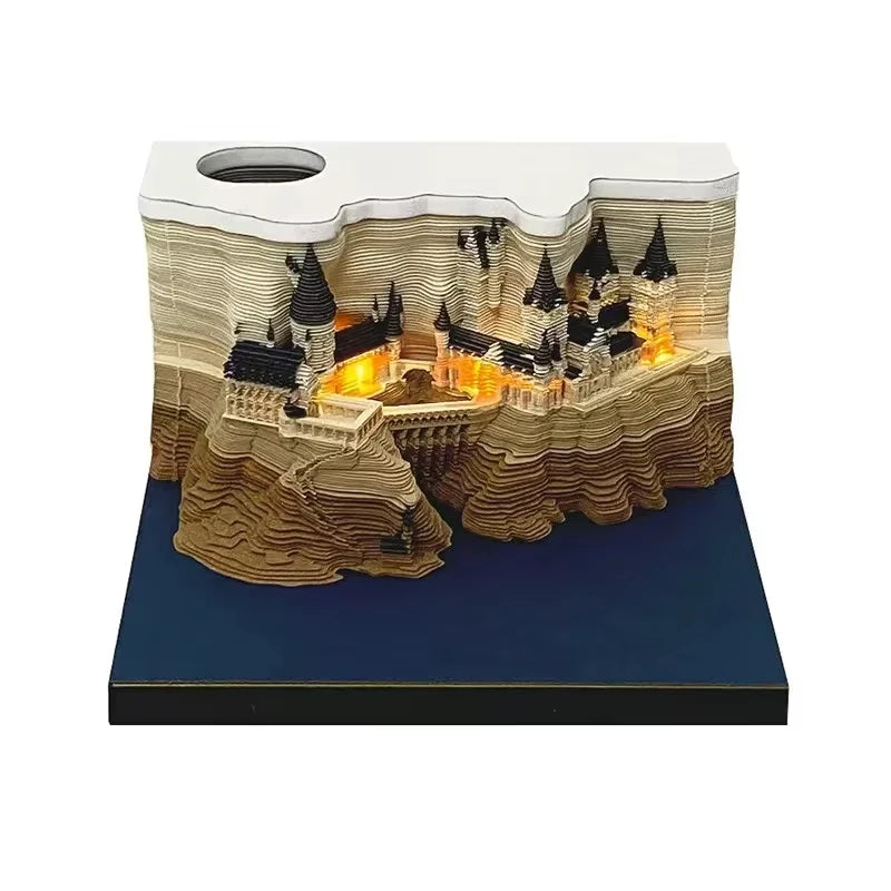 3D Treehouse Paper Art Desktop Calendar Creative Sticky Notes Memo Pad Office Desk Decor Handmade Carving Crafts Souvenir Gift