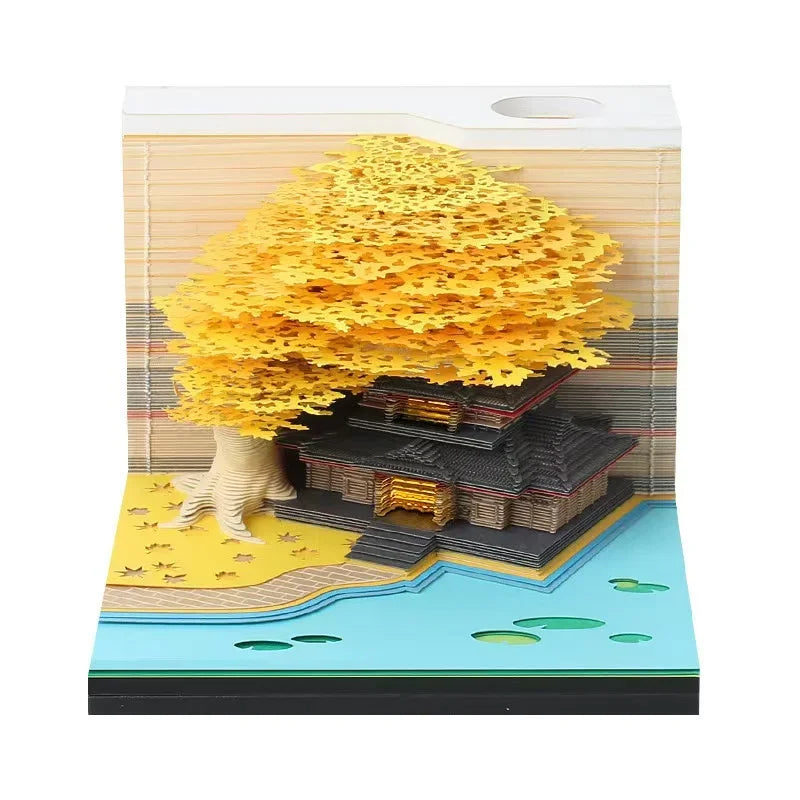 3D Treehouse Paper Art Desktop Calendar Creative Sticky Notes Memo Pad Office Desk Decor Handmade Carving Crafts Souvenir Gift