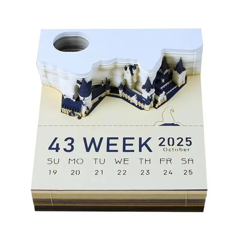 3D Treehouse Paper Art Desktop Calendar Creative Sticky Notes Memo Pad Office Desk Decor Handmade Carving Crafts Souvenir Gift