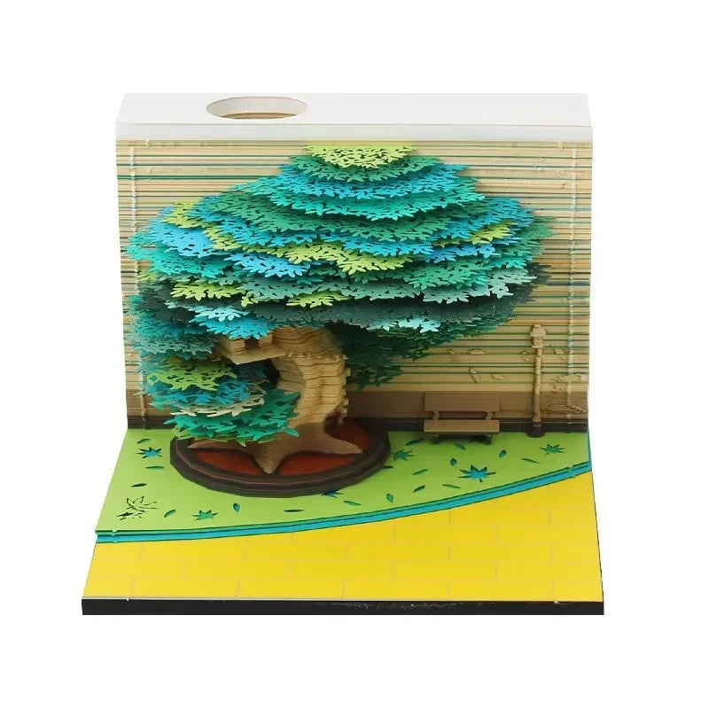3D Treehouse Paper Art Desktop Calendar Creative Sticky Notes Memo Pad Office Desk Decor Handmade Carving Crafts Souvenir Gift